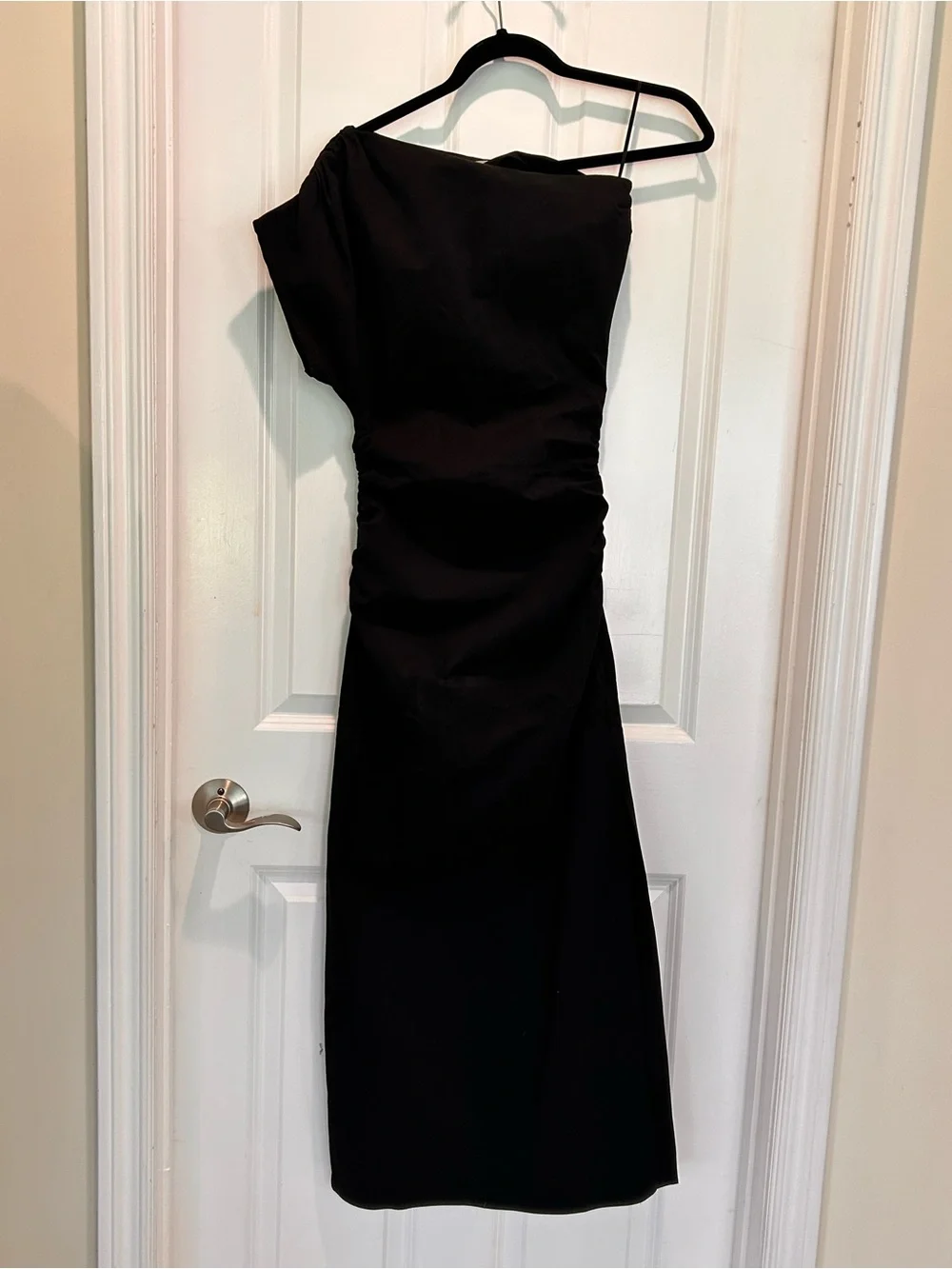 Abercrombie & Fitch  Black One Shoulder Ruched Maxi Dress xxs